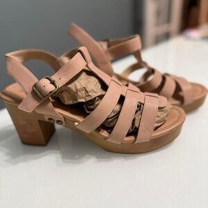 Sole Society Blush Leather Block Heel Sandals | Women's Size 9